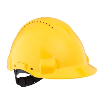 Elmetto 3M, G3000CUV-GU, colore giallo, uvicator, ventilato, con fascia antisudore in plastica, non indossato