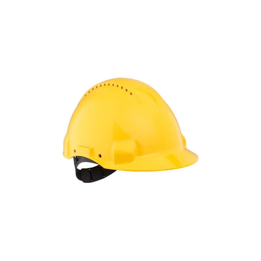 Elmetto 3M, G3000CUV-GU, colore giallo, uvicator, ventilato, con fascia antisudore in plastica, non indossato
