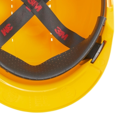 Elmetto 3M, G3000CUV-GU, colore giallo, uvicator, ventilato, con fascia antisudore in plastica, non indossato