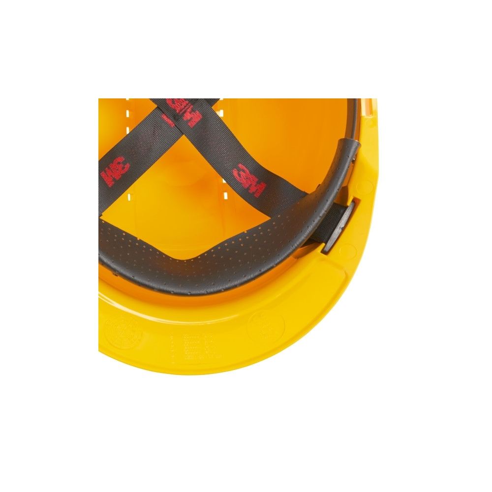 Elmetto 3M, G3000CUV-GU, colore giallo, uvicator, ventilato, con fascia antisudore in plastica, non indossato