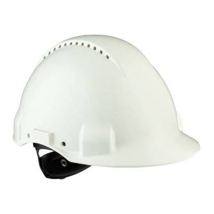 Elmetto 3M, G3000NUV-VI, colore bianco, Uvicator, ventilato, con fascia antisudore in plastica, non indossato