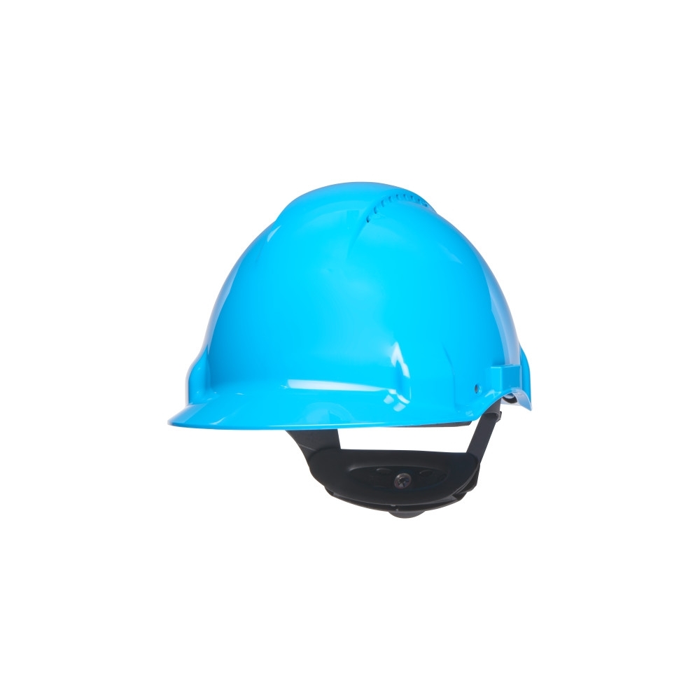 Elmetto 3M, G3000NUV-BB, colore blu, Uvicator, ventilato, con fascia antisudore in plastica, non indossato