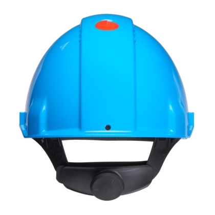 Elmetto 3M, G3000NUV-BB, colore blu, Uvicator, ventilato, con fascia antisudore in plastica, non indossato