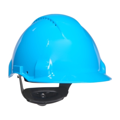 Elmetto 3M, G3000NUV-BB, colore blu, Uvicator, ventilato, con fascia antisudore in plastica, non indossato