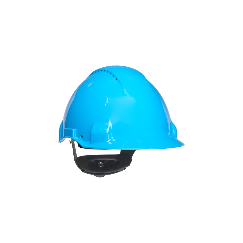 Elmetto 3M, G3000NUV-BB, colore blu, Uvicator, ventilato, con fascia antisudore in plastica, non indossato