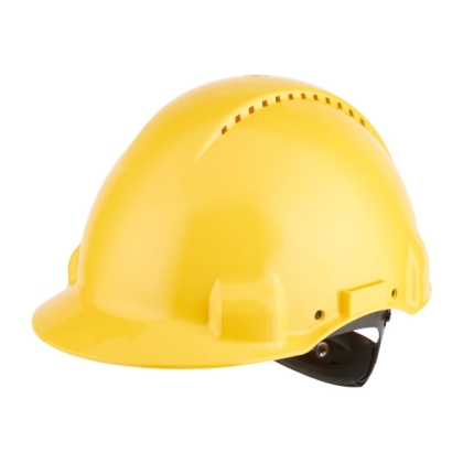 Elmetto 3M, G3000NUV-GU, colore giallo, Uvicator, con fascia antisudore in plastica, non indossato