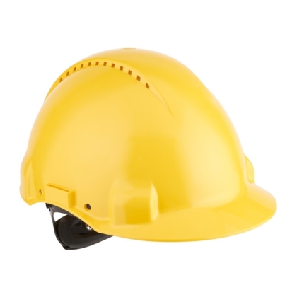 Elmetto 3M, G3000NUV-GU, colore giallo, Uvicator, con fascia antisudore in plastica, non indossato
