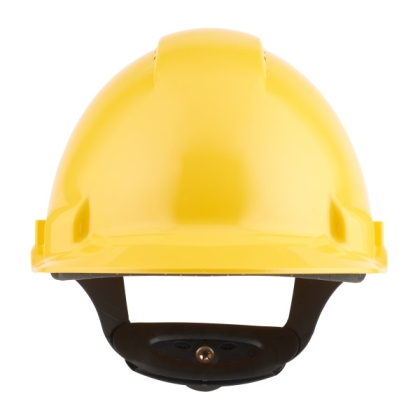 Elmetto 3M, G3000NUV-GU, colore giallo, Uvicator, con fascia antisudore in plastica, non indossato