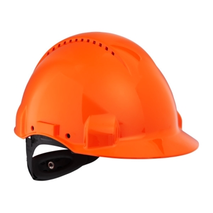 Elmetto 3M, G3000NUV-OR, colore arancio, Uvicator, con fascia antisudore in plastica, non indossato