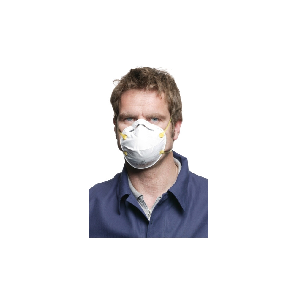 Respiratore 3M 8710, antipolvere, senza valvola, bianca, indossata da un operatore, serie 8000