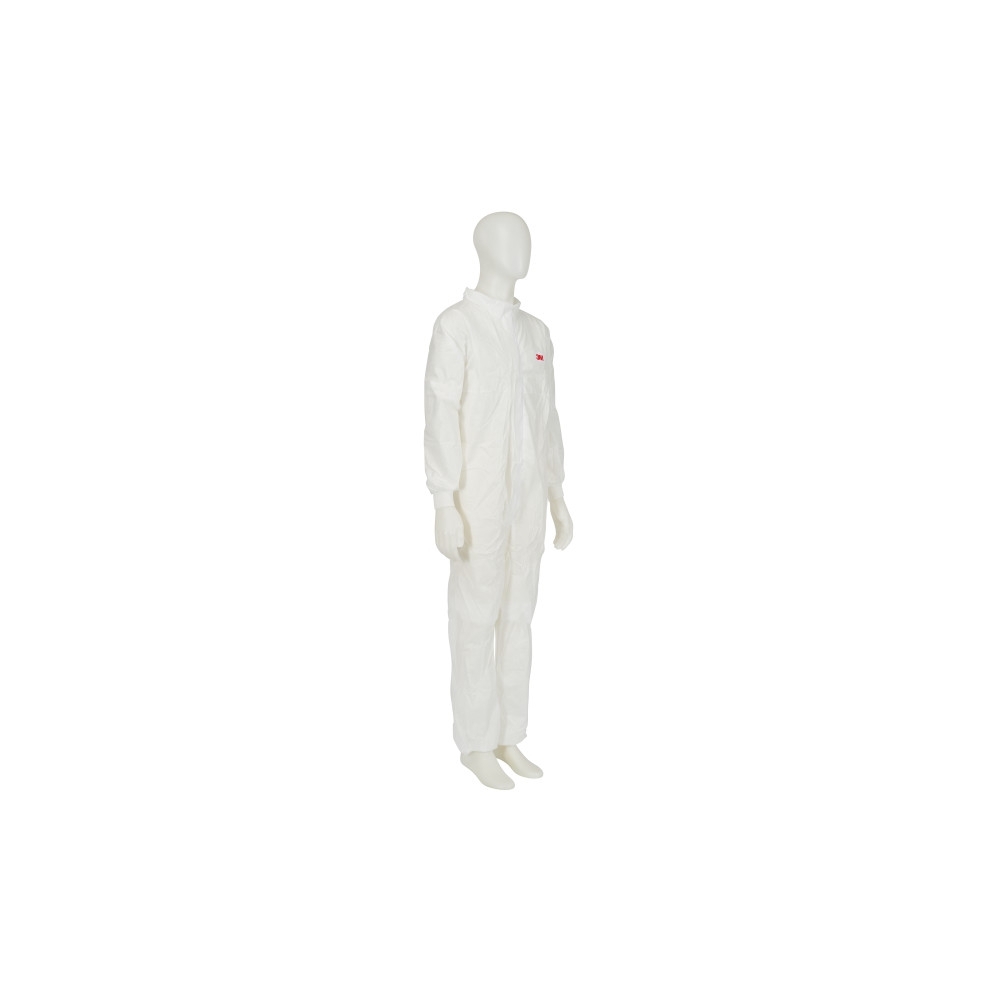 Tuta protettiva monouso 3M, 4520, colore bianco, con cappuccio, indossata da un manichino