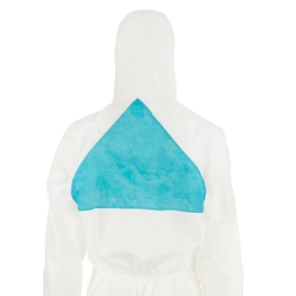 Tuta protettiva monouso 3M, 4520, colore bianco, con cappuccio, indossata da un manichino
