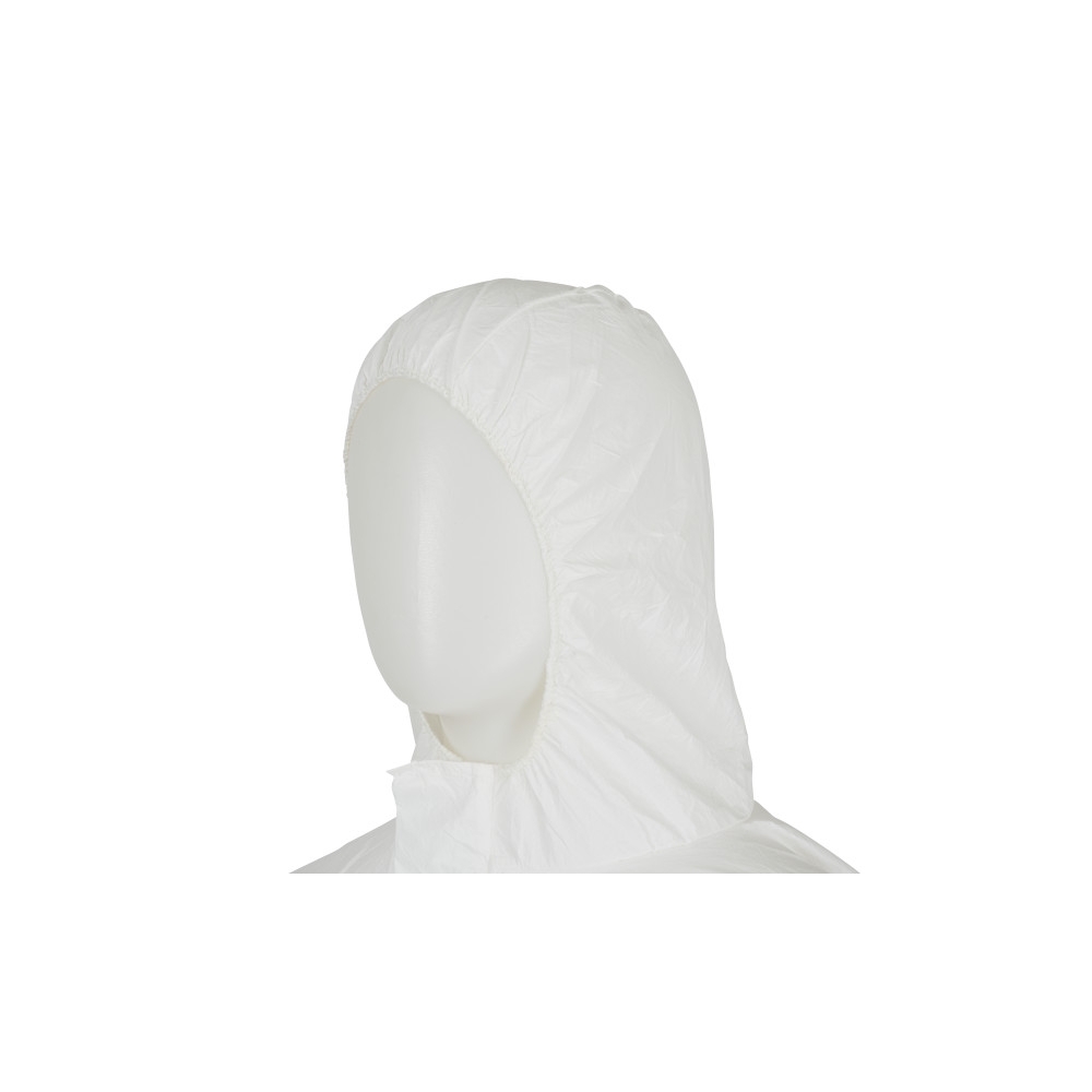 Tuta protettiva monouso 3M, 4545, colore bianco, con cappucccio, indossata da un manichino