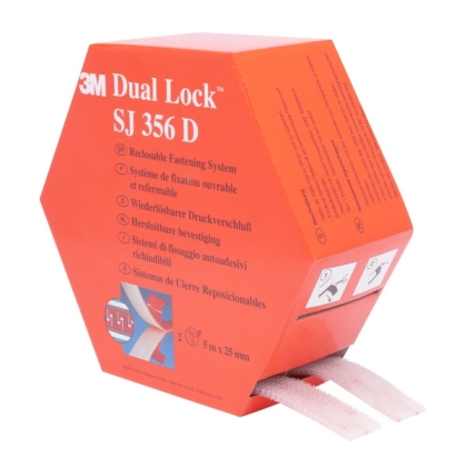 Kit 2 rotoli, Dual Lock 3M, SJ356D, colore trasparente, 25 mm x 5 m