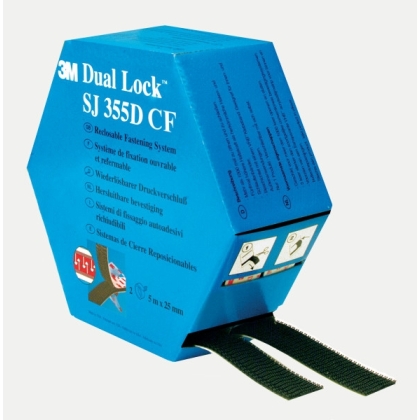 Kit 2 rotoli, Dual Lock 3M, SJ355, colore nero, 25 mm x 5 m