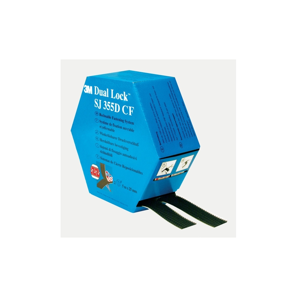 Kit 2 rotoli, Dual Lock 3M, SJ355, colore nero, 25 mm x 5 m