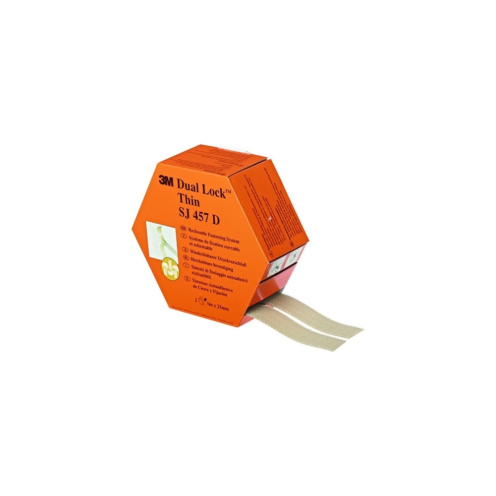 Kit 2 rotoli, Dual Lock 3M, SJ457D, colore trasparente, 25 mm x 5 m