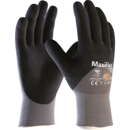Guanto ATG, 34-875, Palmo e dorso 3/4 rivestito NBR colore nero, guanto colore grigio, non indossato