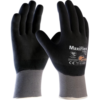 Guanto ATG, 34-876, Palmo e dorso interamente rivestito NBR colore nero, guanto colore grigio, non indossato