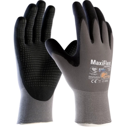 Guanto ATG, 42-844,  Palmo rivestito NBR con micropuntini in rilievo colore nero, guanto colore grigio, non indossato
