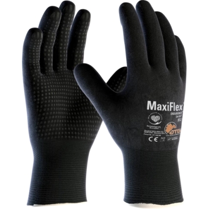 Guanto ATG, 34-847,  Palmo rivestito NBR con micropuntini in rilievo colore nero, guanto colore nero, non indossato