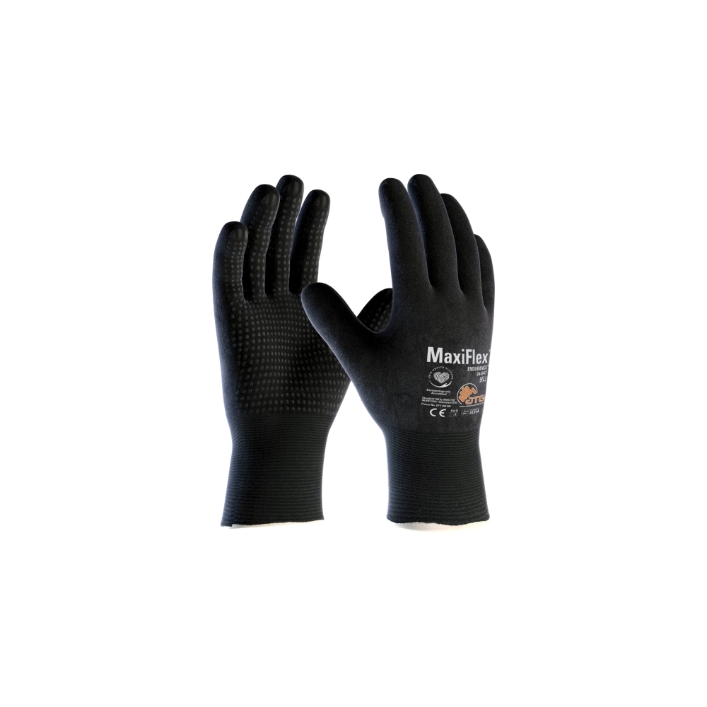 Guanto ATG, 34-847,  Palmo rivestito NBR con micropuntini in rilievo colore nero, guanto colore nero, non indossato