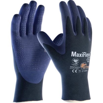 Guanto ATG, 34-244,  Palmo rivestito NBR puntinato colore blu, guanto colore nero, non indossato