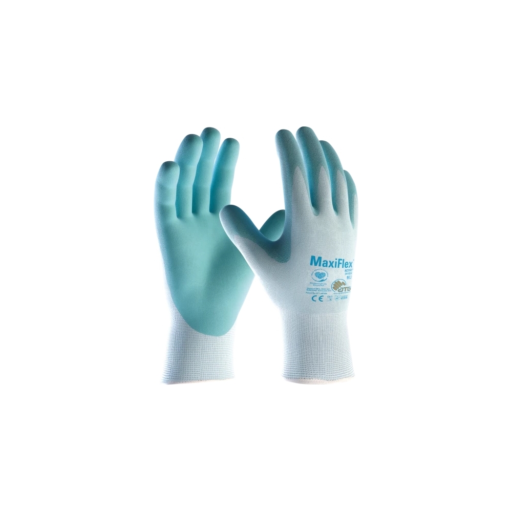Guanto ATG, 34-824, Palmo rivestito NBR colore azzurro, guanto colore azzurro chiaro, non indossato