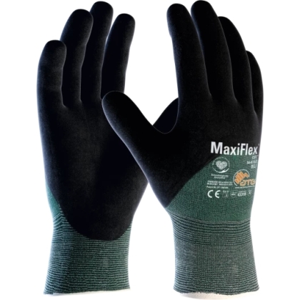 Guanto ATG, 34-8753 , Palmo e dorso a 3/4 rivestito NBR colore nero , guanto colore verde, non indossato