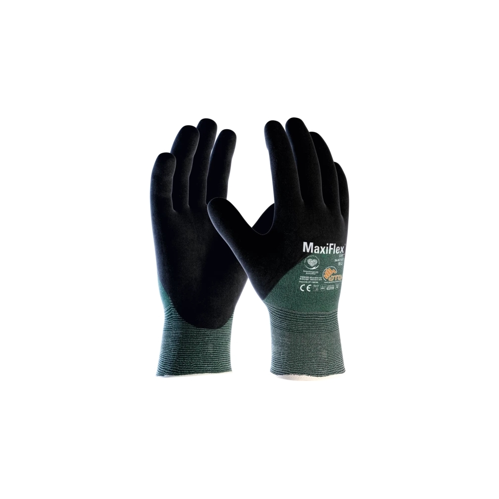 Guanto ATG, 34-8753 , Palmo e dorso a 3/4 rivestito NBR colore nero , guanto colore verde, non indossato