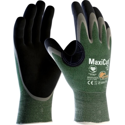 Guanto ATG, 34-304, Palmo rivestito NBR colore nero , guanto colore verde, non indossato