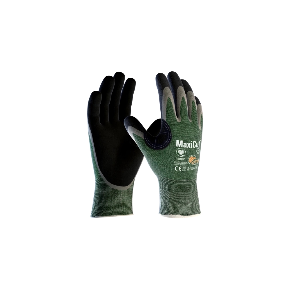 Guanto ATG, 34-304, Palmo rivestito NBR colore nero , guanto colore verde, non indossato