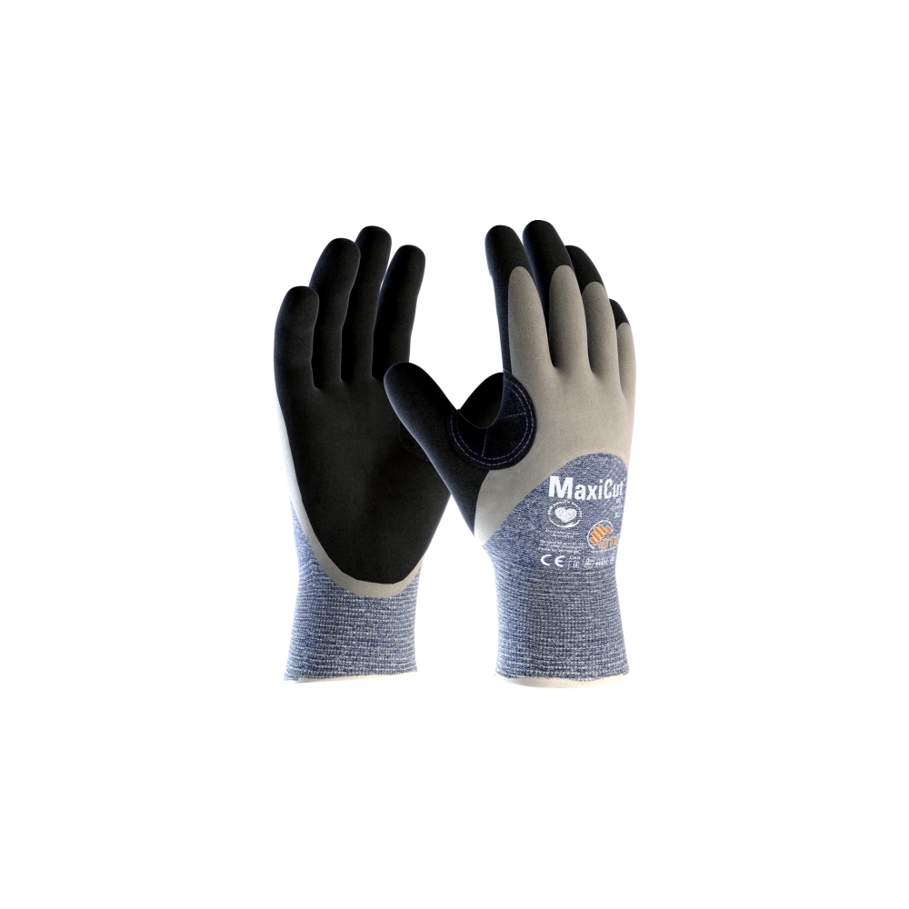 Guanto ATG, 34-305, Palmo e dorso a 3/4 rivestito NBR colore nero e grigio , guanto colore grigio, non indossato