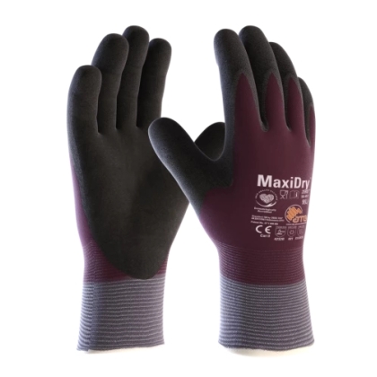 Guanto ATG, 56-451, palmo e dorso interamente rivestito colore nero e bordeaux , guanto colore bordeaux, non indossato