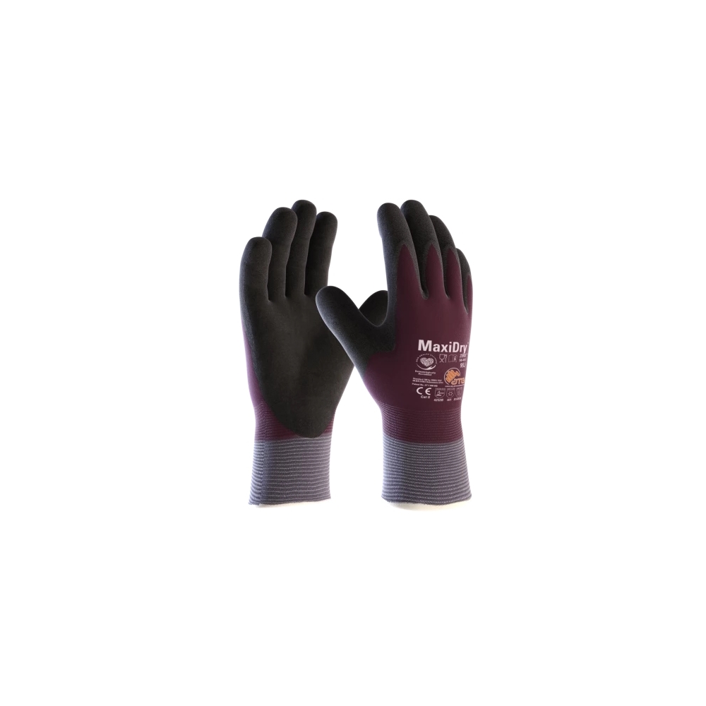 Guanto ATG, 56-451, palmo e dorso interamente rivestito colore nero e bordeaux , guanto colore bordeaux, non indossato