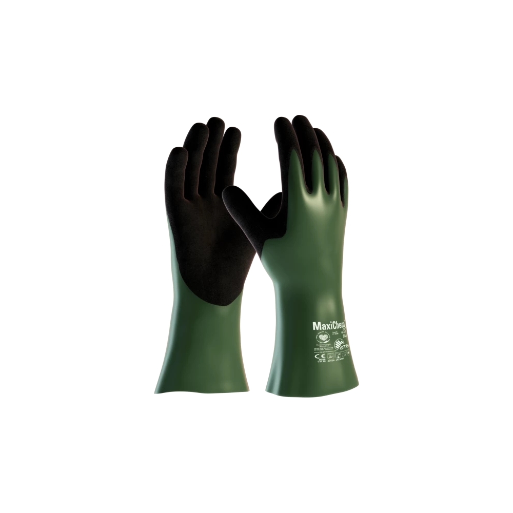 Guanto ATG, 56-633, Rivestimento manichetta 30 cm colore nero e verde , guanto colore verde, non indossato