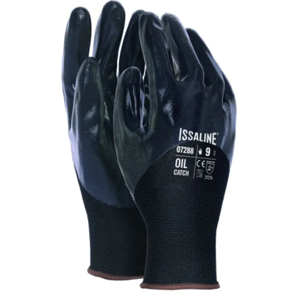 Guanto Issa, 07288,  tessuto Nylon , palmo e dorso rivestito in nitrile colore nero, guanto colore nero, non indossato
