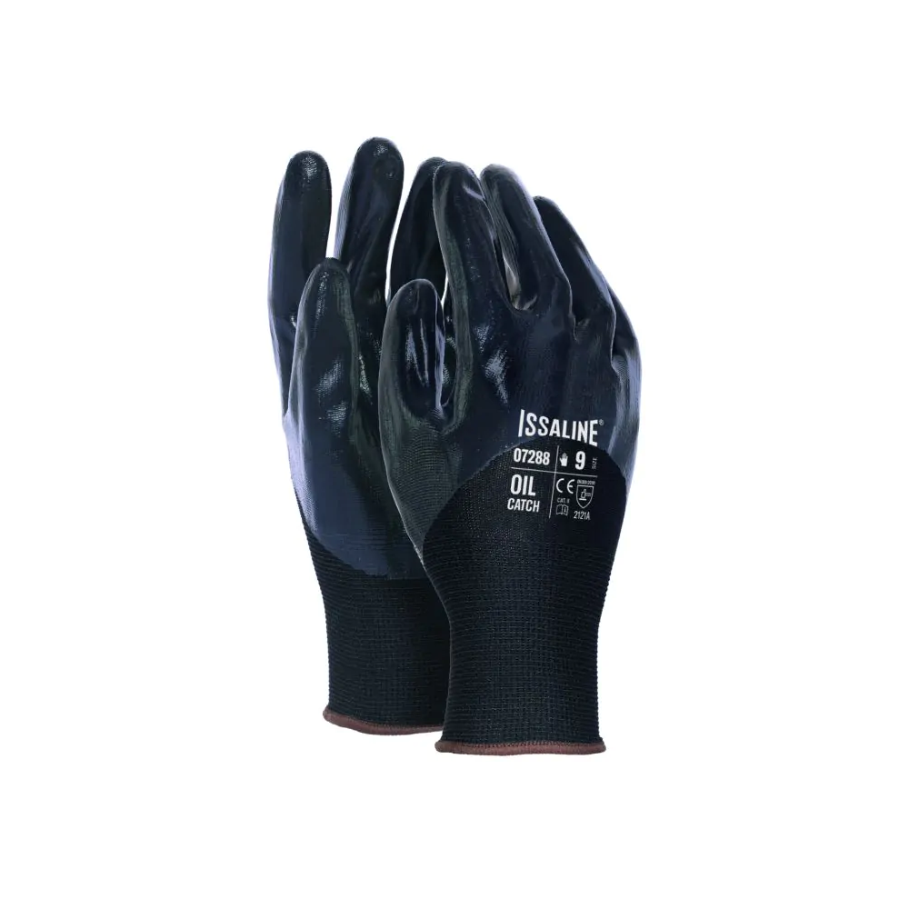 Guanto Issa, 07288,  tessuto Nylon , palmo e dorso rivestito in nitrile colore nero, guanto colore nero, non indossato