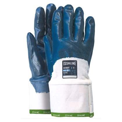 Guanto Issa, 07260T,  tessuto tela/cotone, palmo e dorso rivestito in nitrile colore blu, guanto colore bianco, non indossato