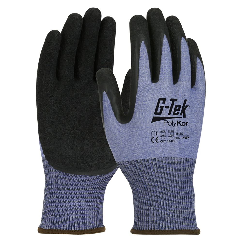Guanto G-Tek, 16313EN, palmo rivestito in lattice rugoso colore nero, guanto colore blu, non indossato