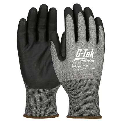 Guanto G-Tek, 16854EN, palmo rivestito schiuma di nitrile colore nero, guanto colore grigio, non indossato