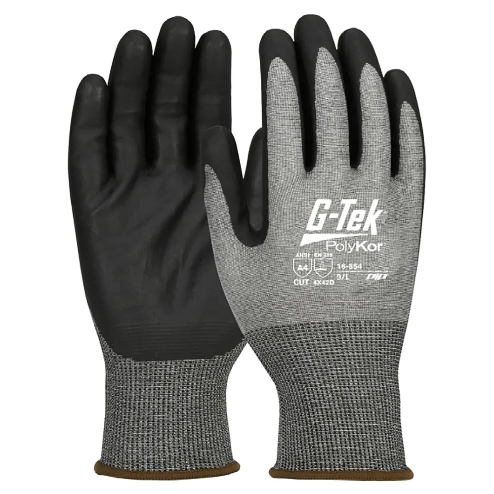 Guanto G-Tek, 16854EN, palmo rivestito schiuma di nitrile colore nero, guanto colore grigio, non indossato