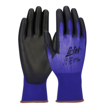 Guanto G-Tek, 33E118, palmo rivestito in poliuretano colore nero, guanto colore blu, non indossato