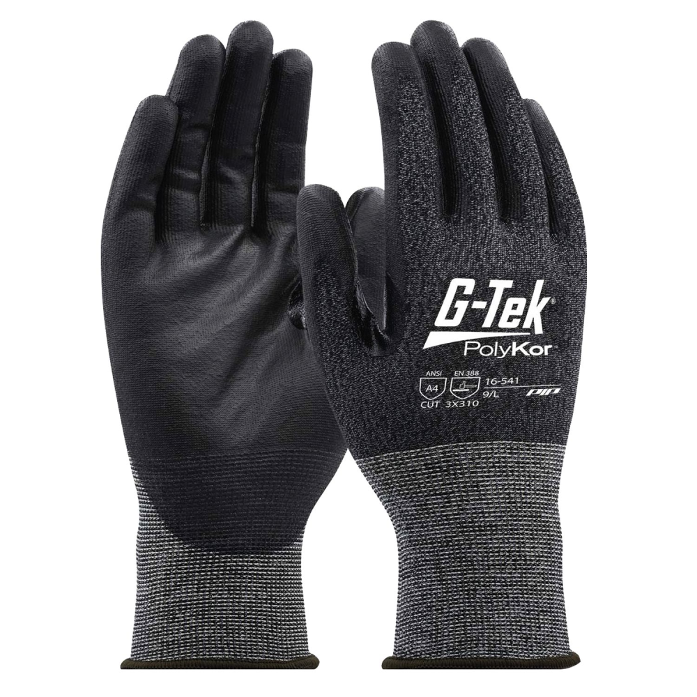 Guanto G-Tek, 16541EN, palmo rivestito in poliuretano colore nero, guanto colore nero, non indossato