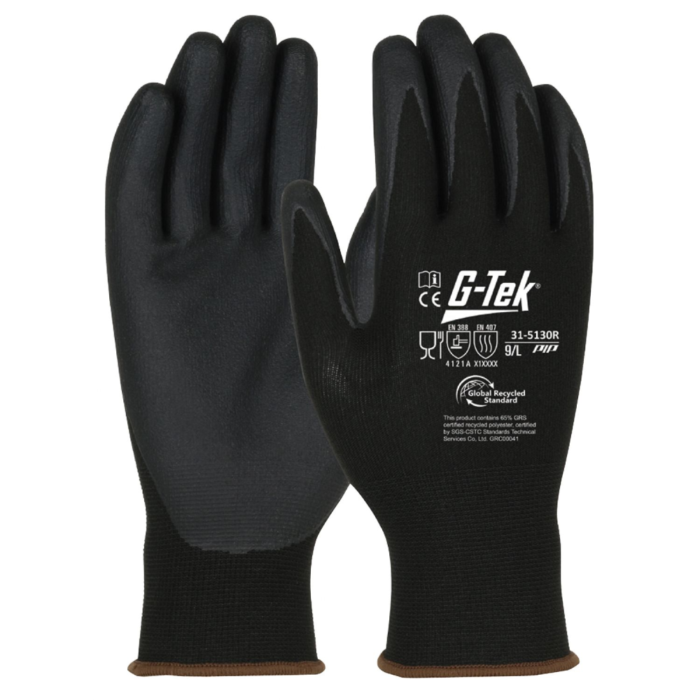 Guanto G-Tek, 0315130RET, palmo rivestito in schiuma di nitrile colore nero, guanto colore nero, non indossato