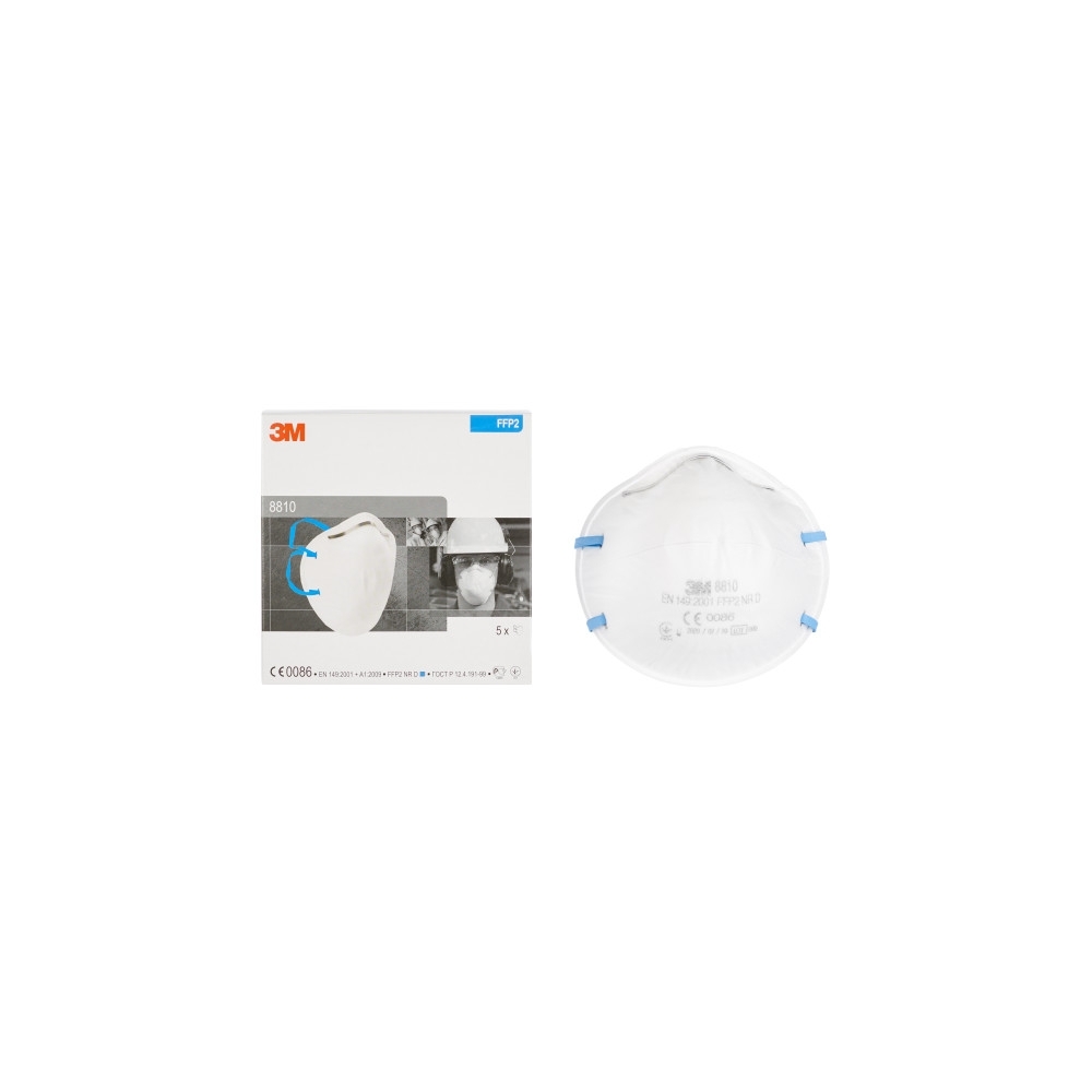 Respiratore 3M 8810, antipolvere, senza valvola, bianca, non indossata, serie 8000, scatola contenitiva