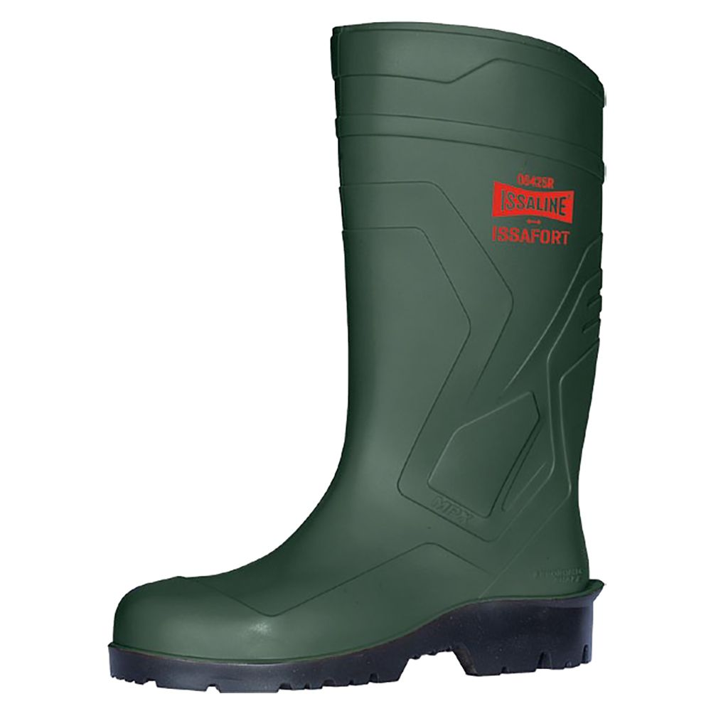 Stivale da lavoro Issaline Issafort, 06425, colore verde, suola nera, materiale PVC nitrilico