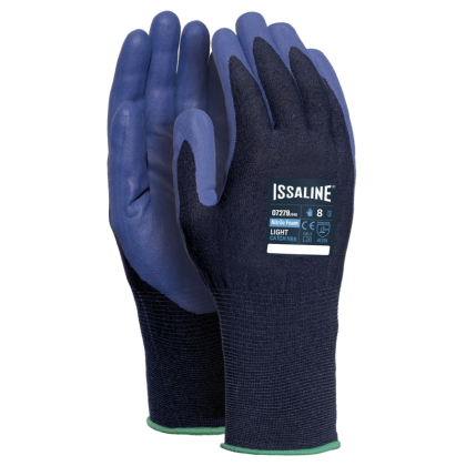 Guanto Issa, 07279,  tessuto Nylon , palmo  rivestito in nitrile colore blu, guanto colore nero, non indossato