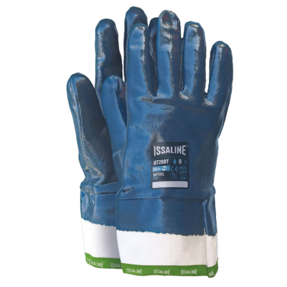 Guanto Issa, 07280T,  tessuto tela/cotone, interamente rivestito in nitrile colore blu, guanto colore bianco, non indossato