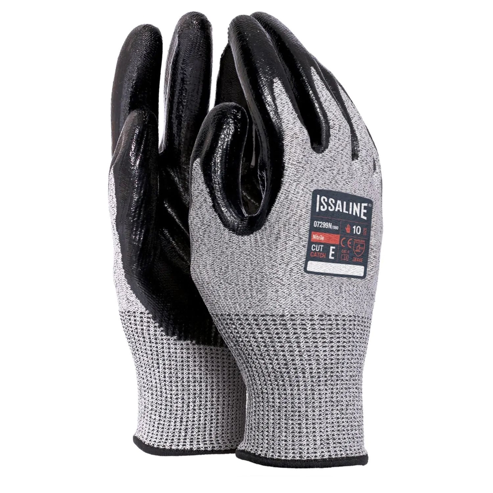 Guanto Issa, 07299,  tessuto antitaglio, palmo  rivestito in nitrile colore nero, guanto colore rigio, non indossato